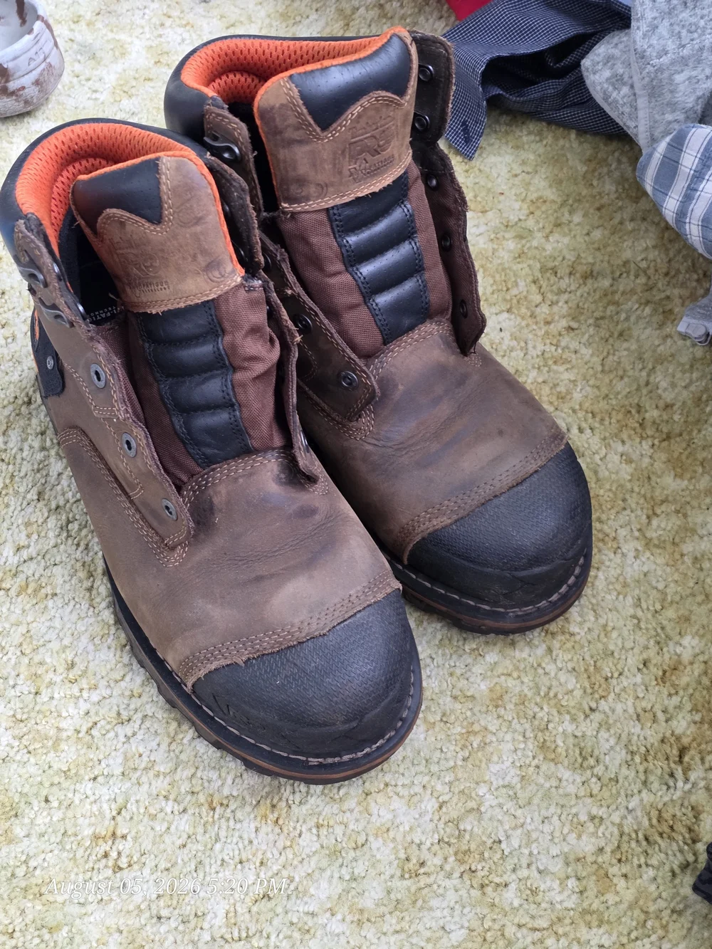 Timberland PRO Kids Brown & Orange Work-Style Sneakers